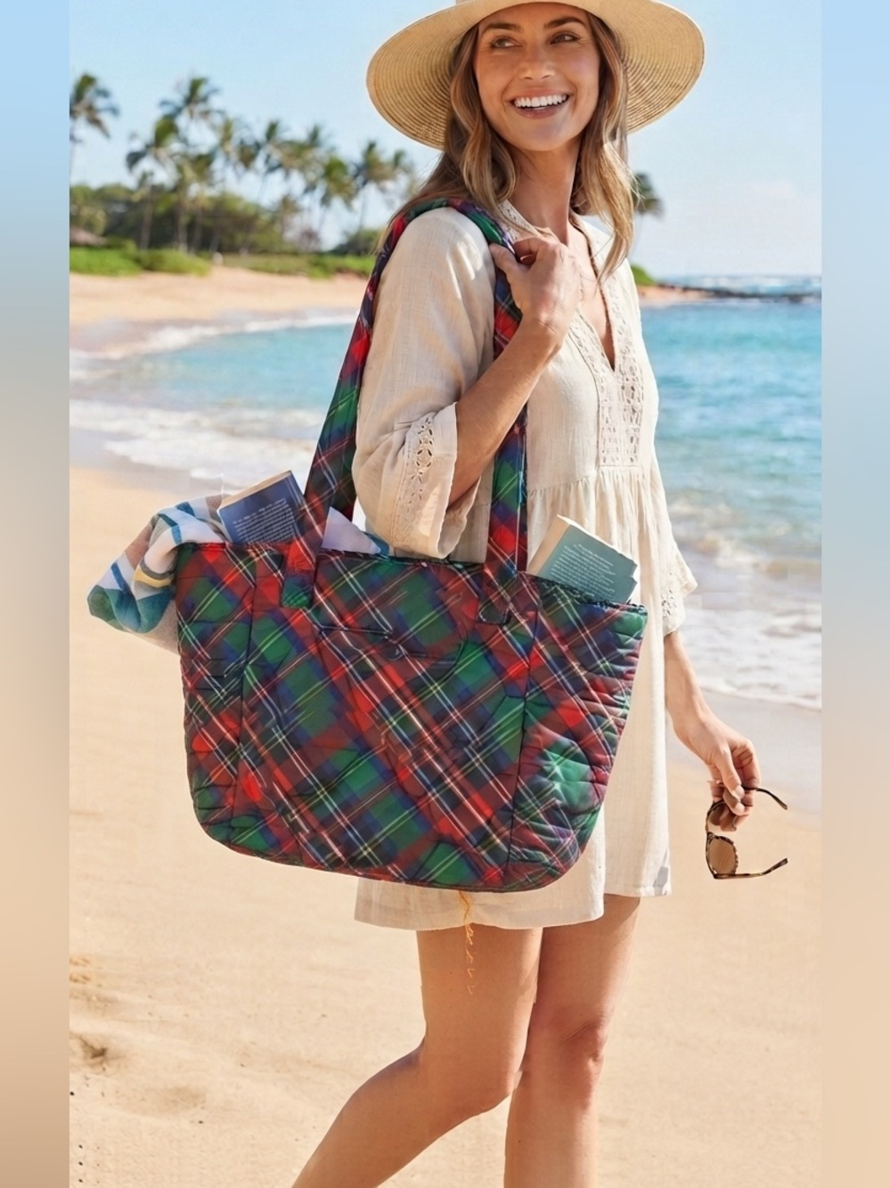 Lug Two Step Tote Bag Tartan Plaid 2 sides one Insulated